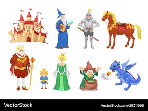 Fantasy fairy tale clipart cartoon characters Vector Image