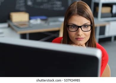 Serious Hardworking Young Businesswoman Wearing Glasses Stock Photo 537924985 | Shutterstock