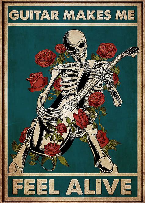 Music Skeleton Guitarist Feel Alive Digital Art by Gambrel Temple | Pixels