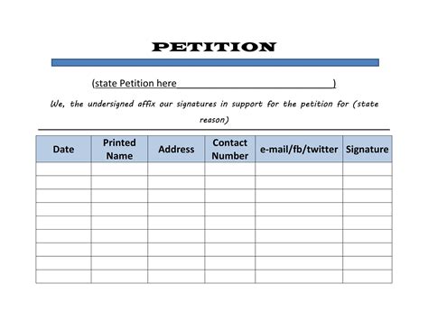 Free Online Petition Template - Printable Templates