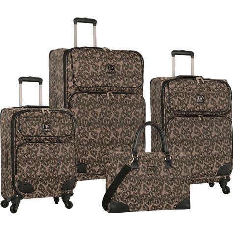 Diane Von Furstenberg Hearts Jacquard 4-piece Expandable Spinner Luggage Set | Luggage sets ...