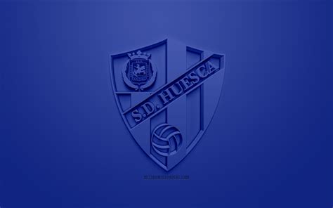 Download wallpapers SD Huesca, creative 3D logo, blue background, 3d ...