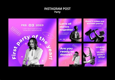 Free PSD | Party time instagram posts template