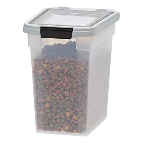 IRIS USA 10 Lbs / 12.75 Qt WeatherPro Airtight Pet Food Storage Container, for Dog Cat Bird and ...