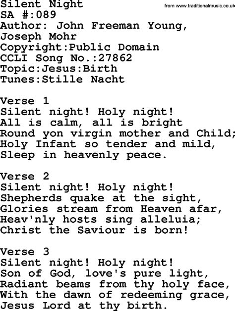 Silent Night Lyrics Printable Pdf - Printable Word Searches