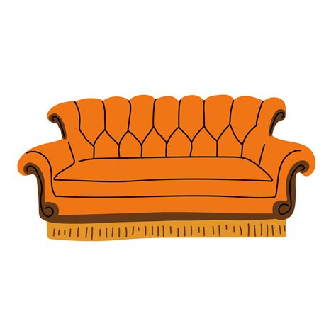 Sofa and couch yellow colorful cartoon illustration vector. Friends ...