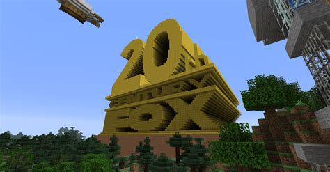 My brother and I made the 20th Century Fox logo. Over 100 blocks tall : r/Minecraft