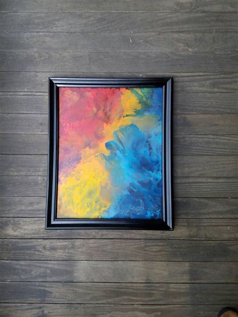 Melted Crayon Art/ red yellow and blue artwork/ abstract | Etsy