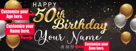 50th Birthday Banner Personalized Custom Birthday Banner - Etsy