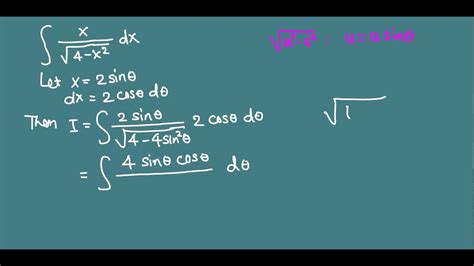 Integration by trig substitution: x over square root of {4-x^2} - YouTube