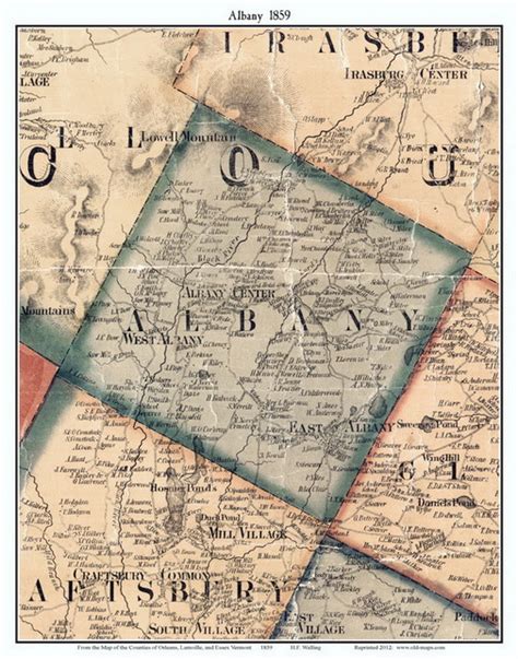 Albany, Vermont 1859 Old Town Map Custom Print - Orleans Co. - OLD MAPS