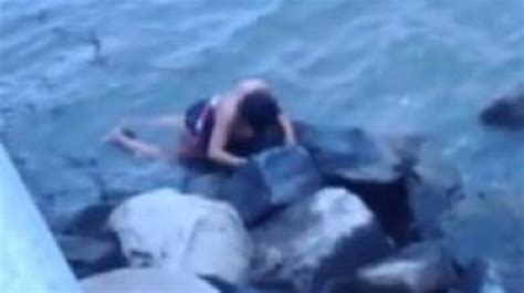 Dramatic video shows Chesapeake Bay Bridge accident survivor clinging to rocks