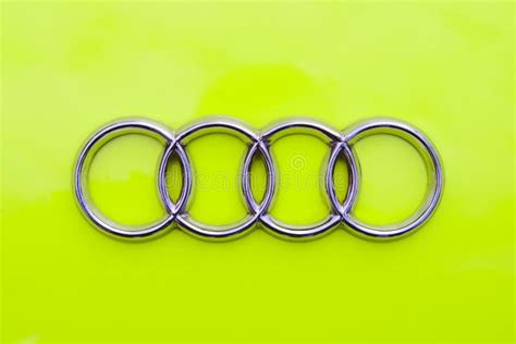 Ulm, Germany - March, 29, 2015: Audi Logo on a Bright Green Classic Car ...