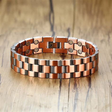 Vinterly Magnetic Copper Bracelet Men Vintage Wrist Band Magnetic ...