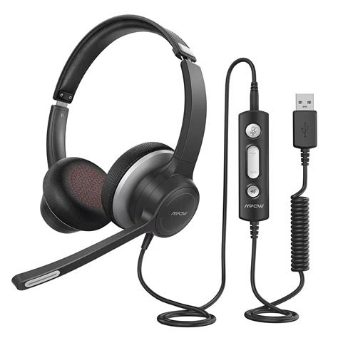 Mpow 328 USB/3.5mm Computer Headset with Microphone, Comfort-fit 4.8oz On-Ear Office Headsets ...