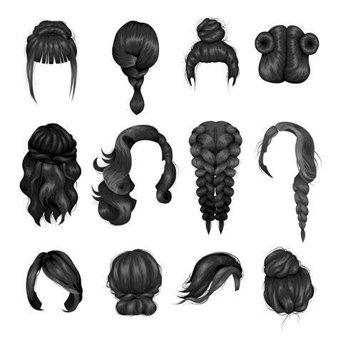 Women Wigs Hairstyle Back Icons Set 471875 Vector Art at Vecteezy