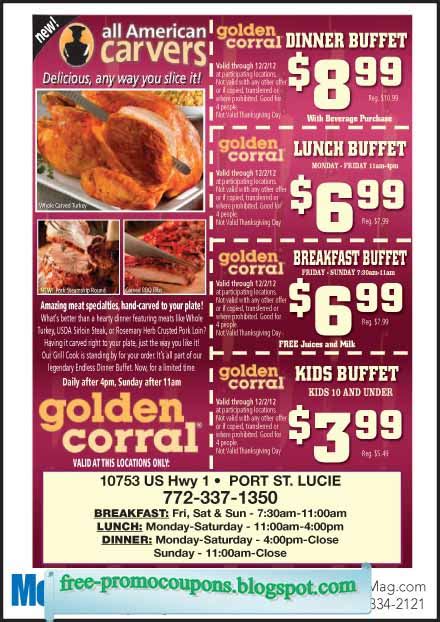 Printable Coupons 2018: Golden Corral Coupons