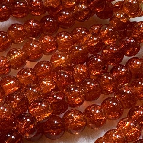 Crackle Glass 6mm Deep Orange (approx. 25 Beads/strand)