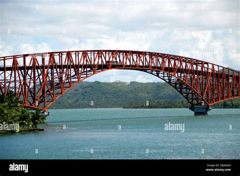 The Philippines, Leyte, Tacloban: San Juanico bridge spans the San ...