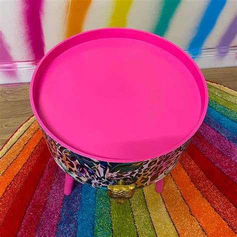 Hot Pink Wooden Coffee Table Tropical and Orange Leopard - Etsy