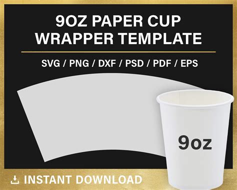 9oz Paper Cup BLANK Template Full Wrap Styrofoam Coffee Cup - Etsy