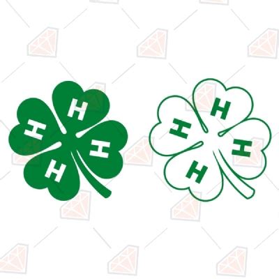 4-H Clover SVG File, Shamrock 4 Leaf with H SVG | PremiumSVG