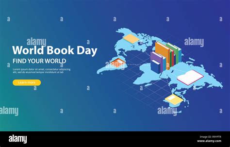 world book day website banner design with world maps and book network across the worlds vector ...