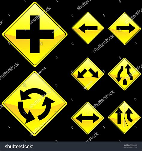 Eight Diamond Shape Yellow Road Signs: เวกเตอร์สต็อก (ปลอดค่าลิขสิทธิ์) 33696982 | Shutterstock