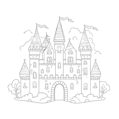 Castle Printable Coloring Pages Outline Sketch Drawing Vector, Wing Drawing, Castle Drawing ...