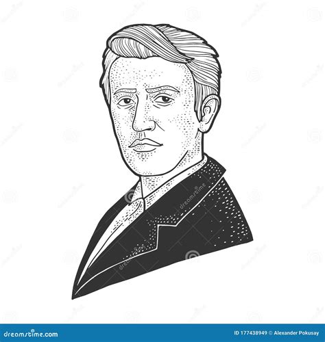 Thomas Edison Sketch Vector Illustration Stock Vector - Illustration of retro, engraved: 177438949