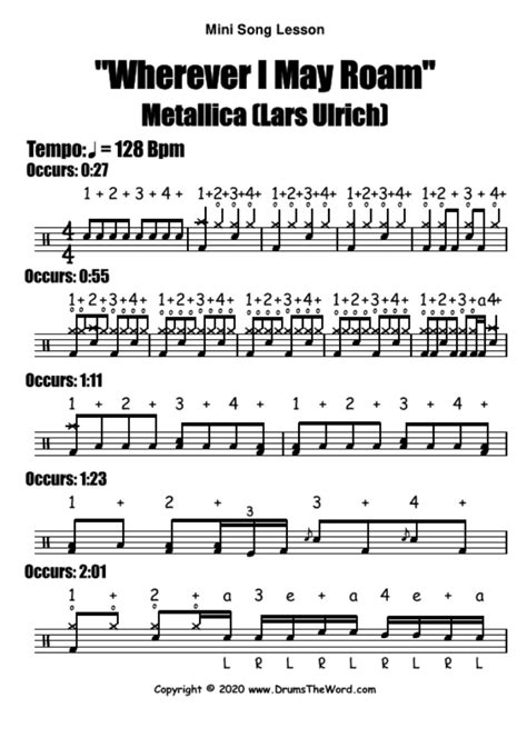 "Wherever I May Roam" (Metallica) MINI-SONG LESSON - Free Video Drum ...