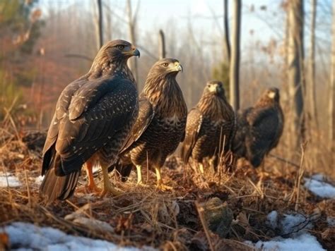 Premium AI Image | Group of Buzzard in natural habitat generative AI