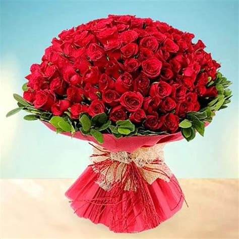 Valentine's Day Special Fresh Flower Bouquet of 143 Red Roses in Paper ...