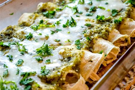 Enchiladas Suizas -- Chicken Enchiladas with Creamy Green Sauce | Mexican Please