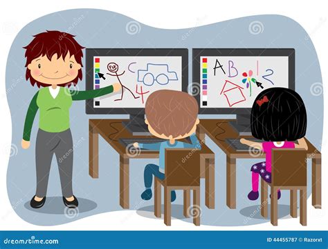 Teaching Computers Cartoon Vector | CartoonDealer.com #44455787