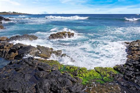 Beach Near the Hanga Roa Village on Easter Island, Against a Blue Sky ...