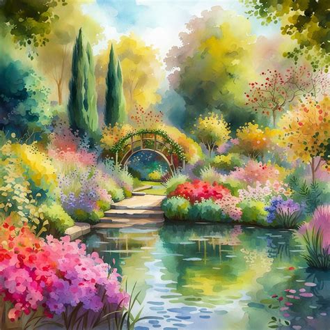 Download Ai Generated Garden Watercolor Royalty-Free Stock Illustration ...