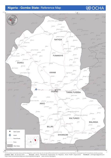 Nigeria: Gombe State Reference map (as of 28 January 2016) - Nigeria ...