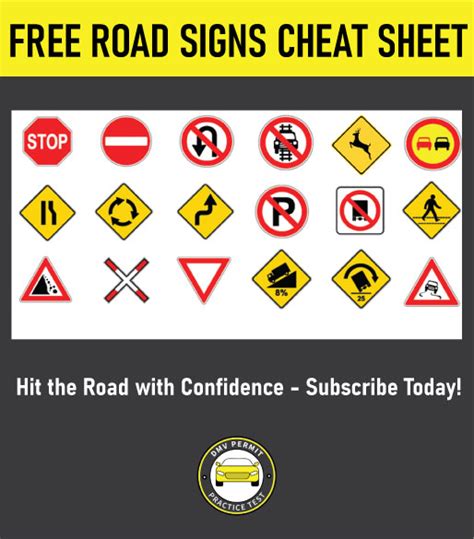 Free DMV ROAD SIGNS CHEAT SHEET - DMV Permit Practice Test