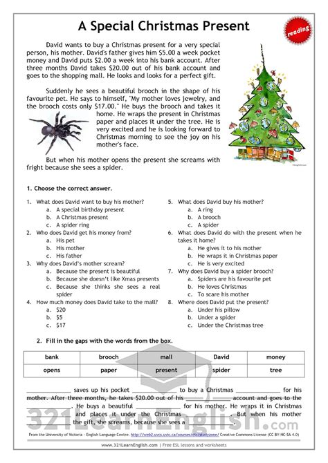 321 Learn English.com: Reading: A special Christmas present (Level: A1)