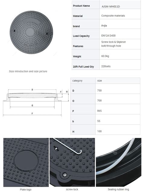 D400 EN124 Manhole Cover Waterproof with Inner Lid/Polymer Concrete ...