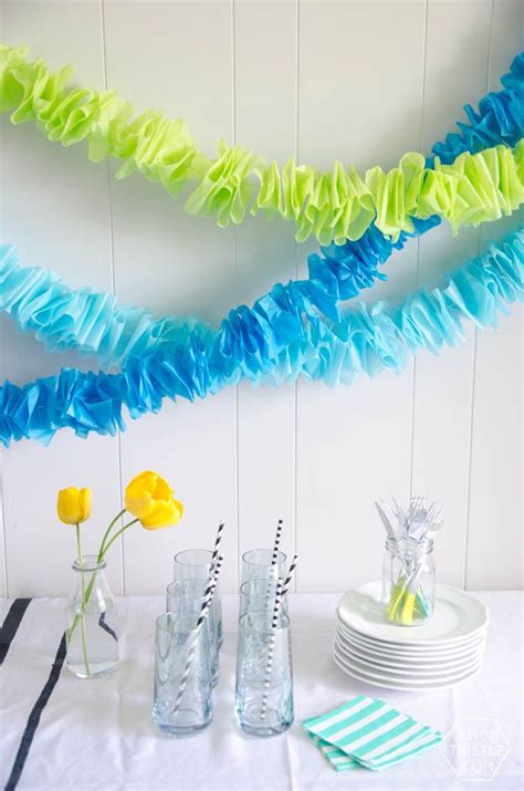 DIY Ruffled Tissue Garland | Tissue paper decorations, Tissue paper crafts, Diy party decorations