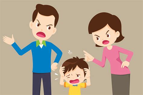 Angry Dad And Mom Quarreling With Sad Son Stock Illustration - Download Image Now - iStock