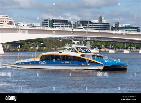 CityCat ferry boat on Brisbane River, Brisbane City, Brisbane, Queensland, Australia Stock Photo ...