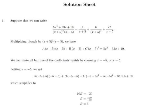 Partial Fractions Worksheet