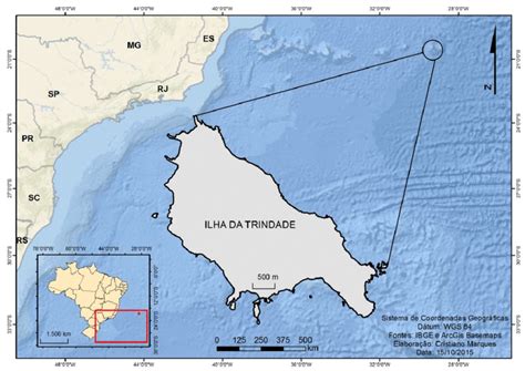 -Mapa de localização da Ilha da Trindade, Atlântico Sul. | Download Scientific Diagram