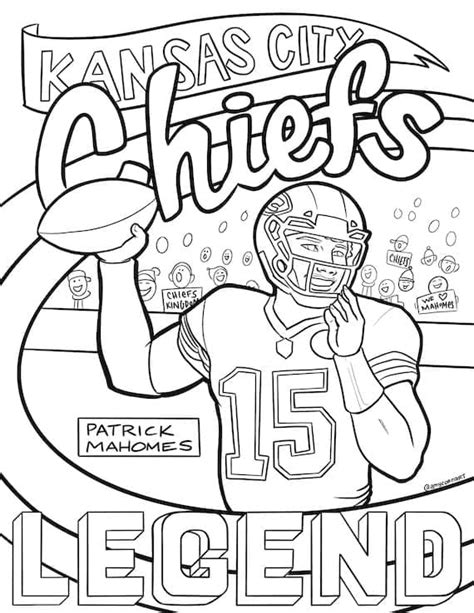 Kansas City Chiefs Mahomes coloring page - Download, Print or Color Online for Free