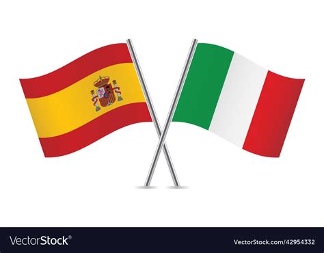 Spain and italy crossed flags Royalty Free Vector Image