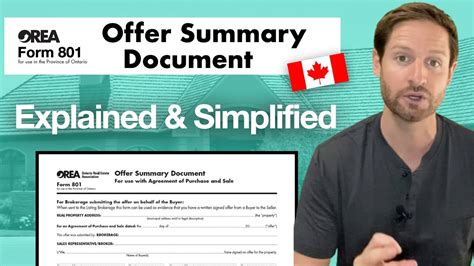 Offer Summary Document ONTARIO OREA Form 801 🏡 - YouTube