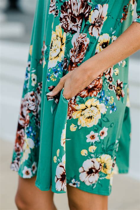 Feminine Teal Blue Floral Dress - Boutique Dresses – Shop the Mint